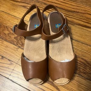 MIA Anna Mule Leather and Wood Clogs